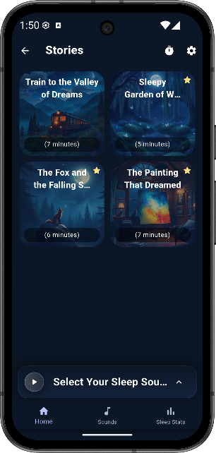 Bedtime stories screen